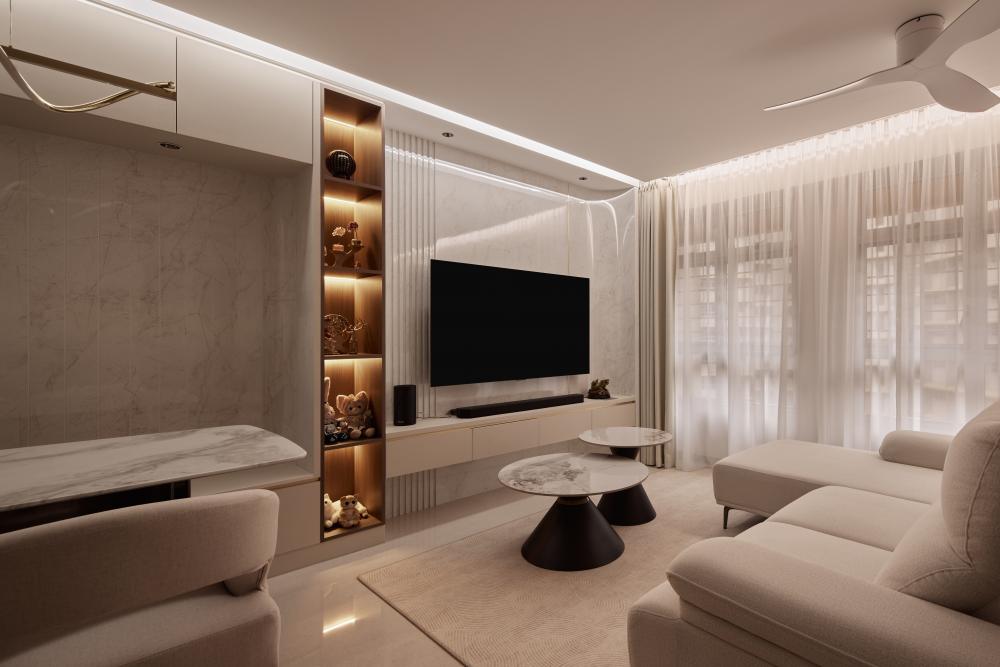 Modern Living Room with TV Console and Feature Wall