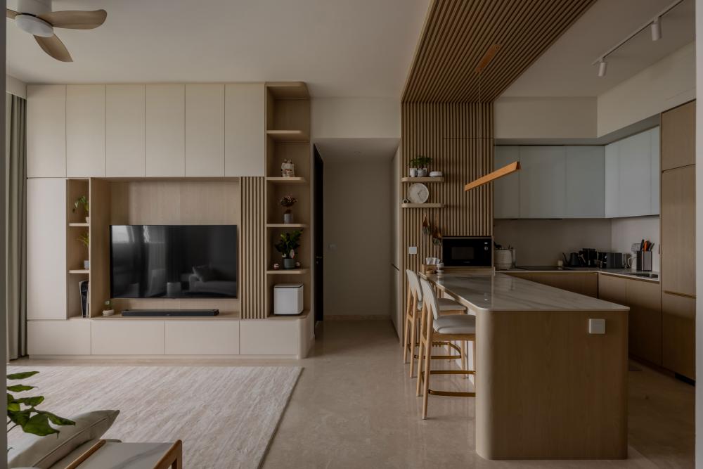 Modern Living Room with Countertop and TV Console