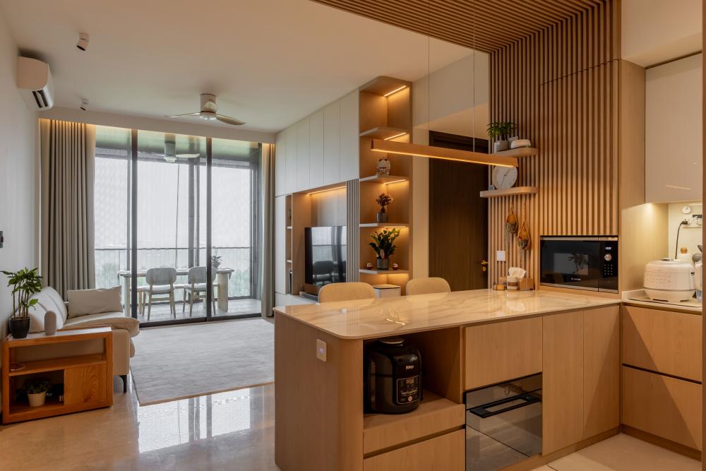 Modern Living Room with TV and Lighting