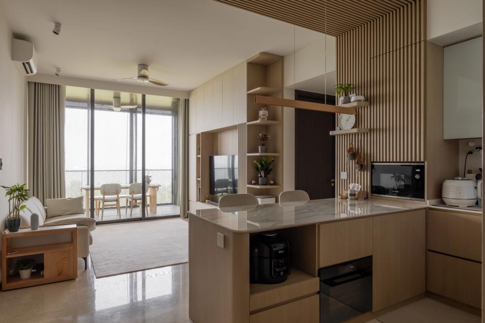 Modern Living Room with Drop Light and TV