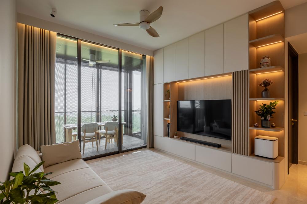 Modern Living Room with TV Console and Sofa