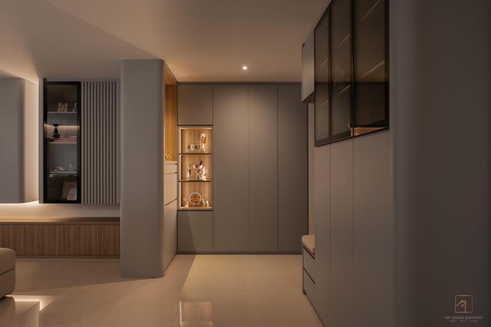 Contemporary Entryway with Mirror and Seating Bench