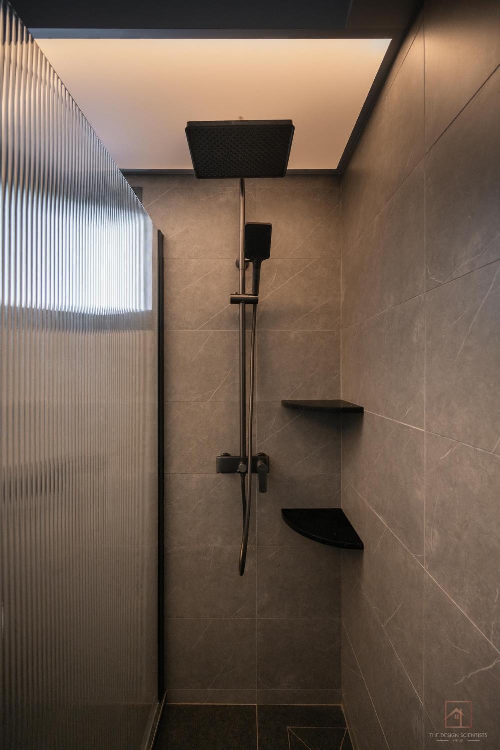Contemporary Bathroom with Rainshower and Bathroom Storage
