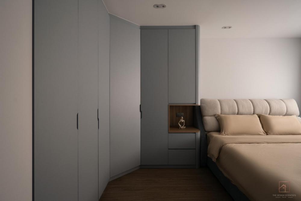 Contemporary Bedroom with Wardrobe and Downlights