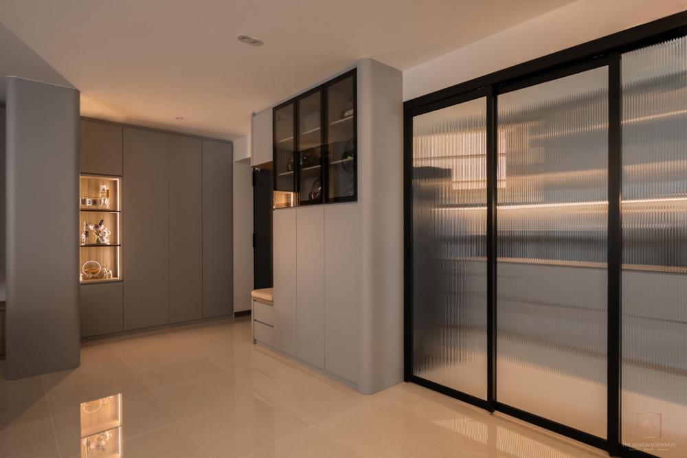 Contemporary Entryway with Seating Bench and Shoe Rack