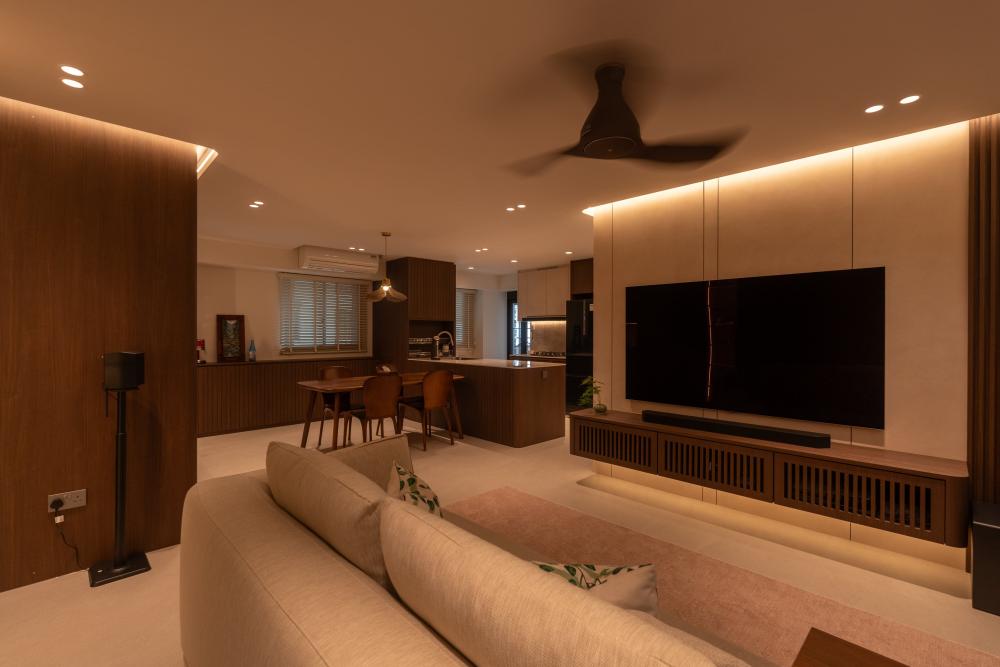 Modern Living Room with Ceiling Light and Sofa