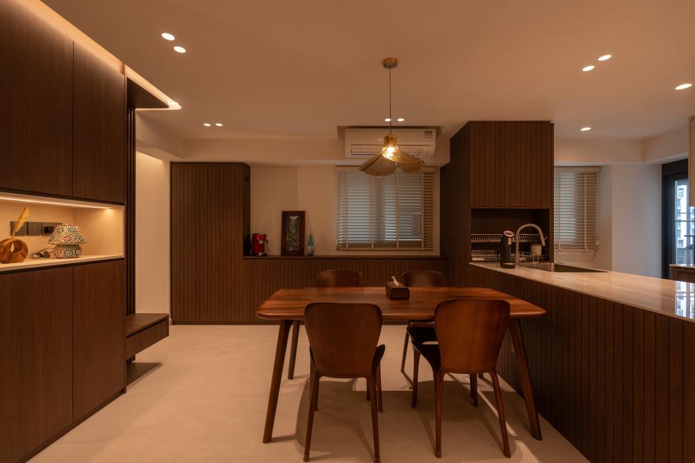 Modern Dining Room with Cove Lighting and Ceiling Light