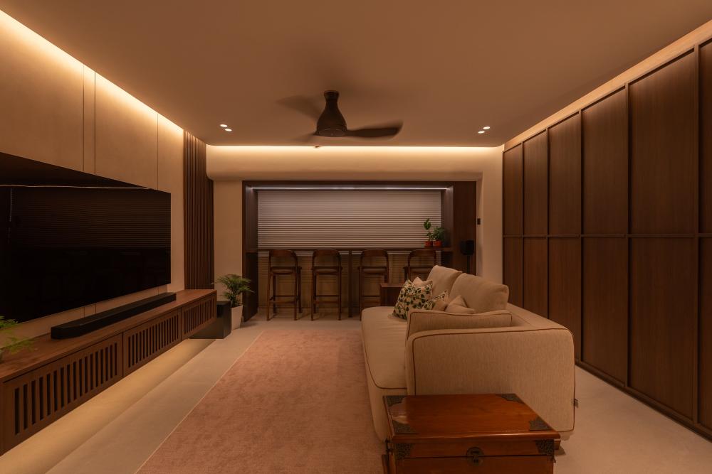 Modern Living Room with TV Console and Feature Wall