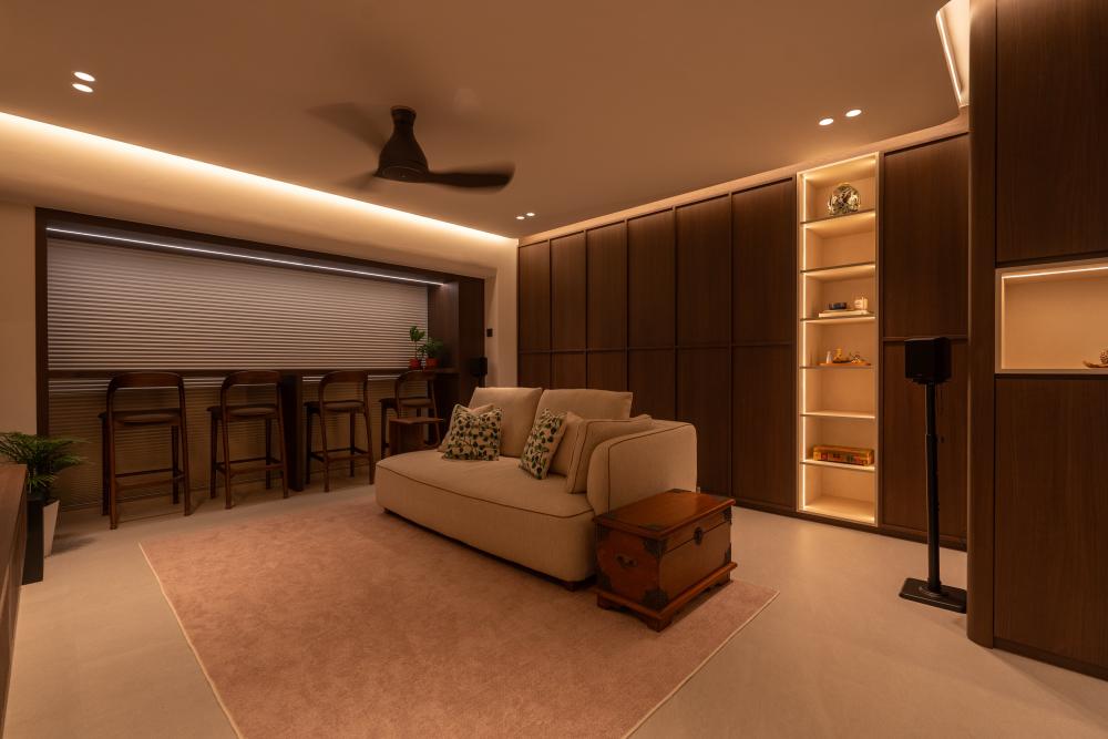Modern Living Room with TV Console and Feature Wall
