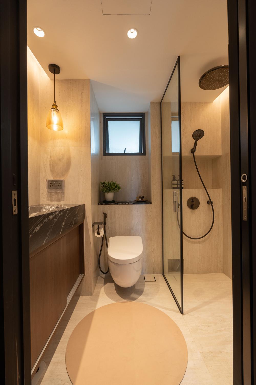 Modern Bathroom with Mirror and Shower Screen