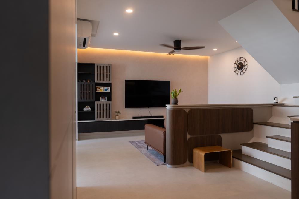 Modern Living Room with TV Console and Feature Wall