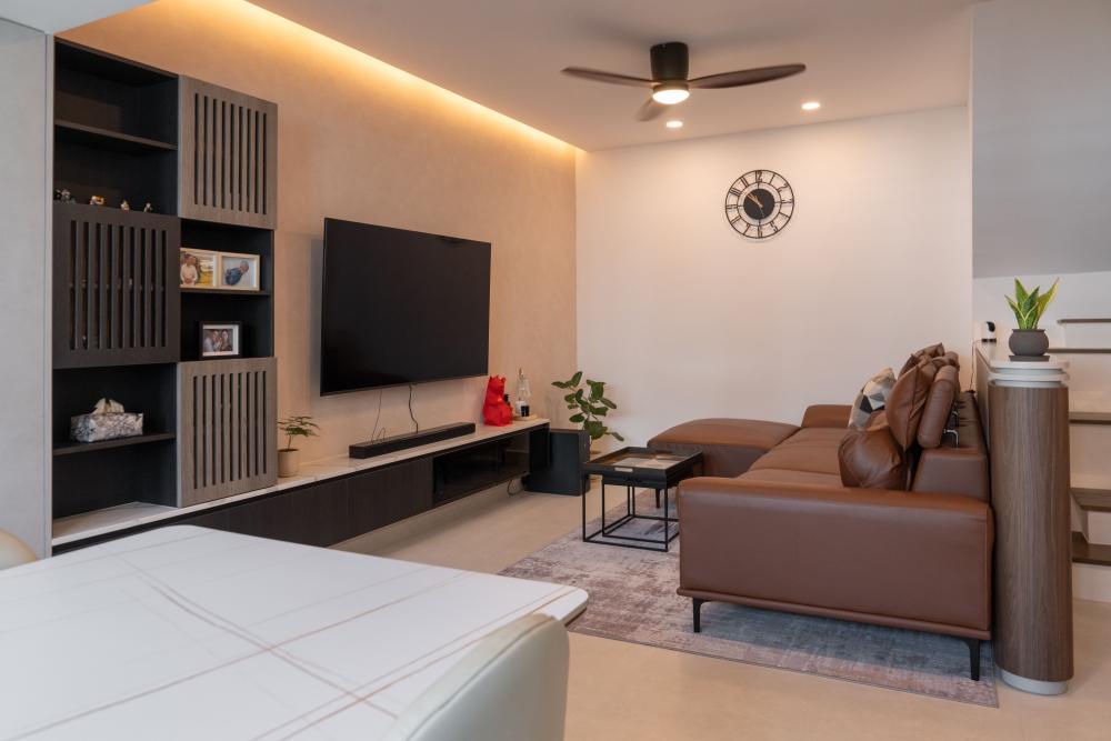Modern Living Room with TV Console and Feature Wall