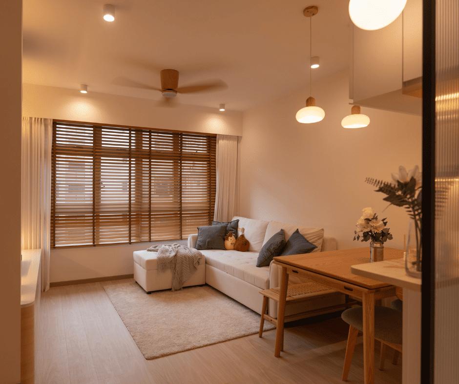 Scandinavian Living Room with TV Console and Sofa