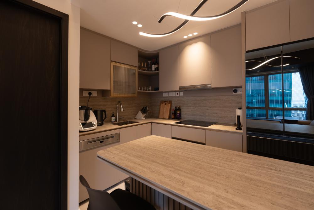 Modern Kitchen with Vinyl Flooring and Wood Flooring