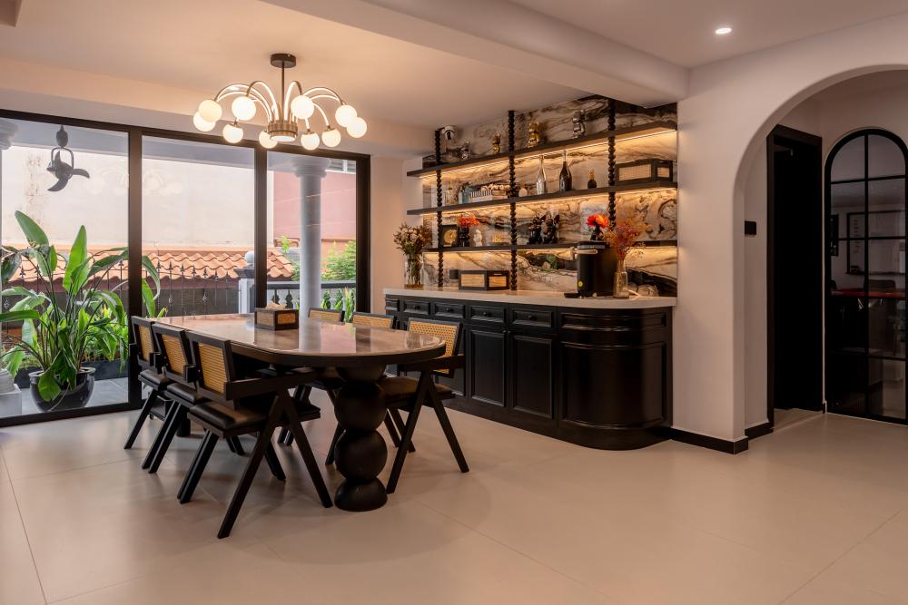 Modern Dining Room with Ceiling Light and Dining Table