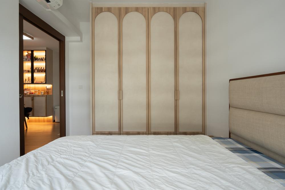 Contemporary Bedroom with Cove Lighting and Drop Ceiling