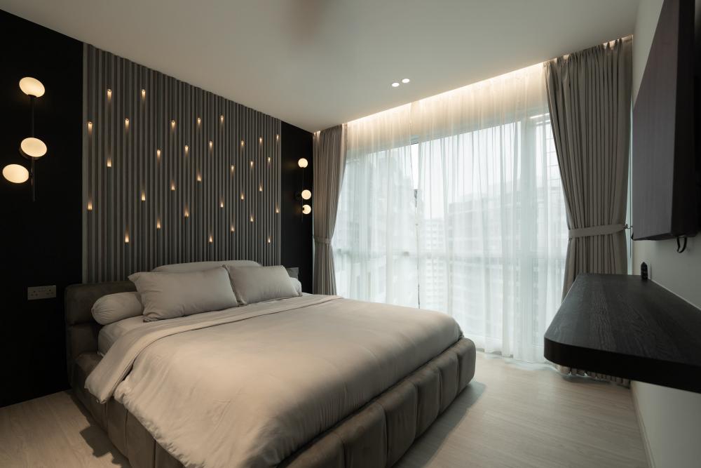 Contemporary Bedroom with Downlights and Bed