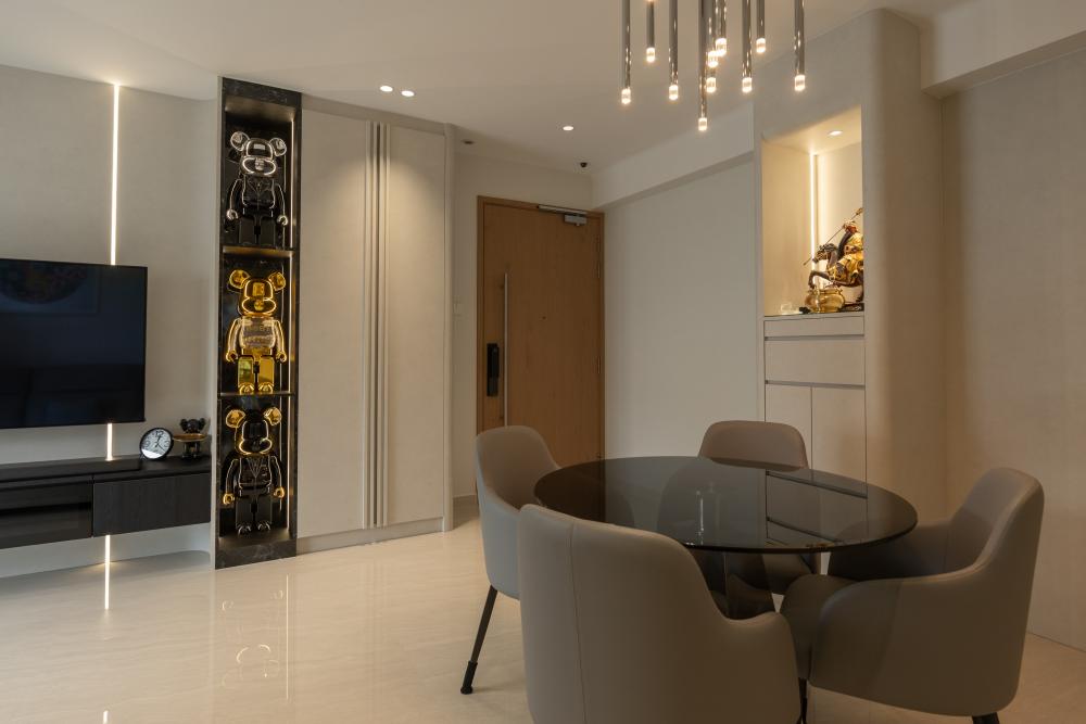 Contemporary Living Room with TV Console and Feature Wall