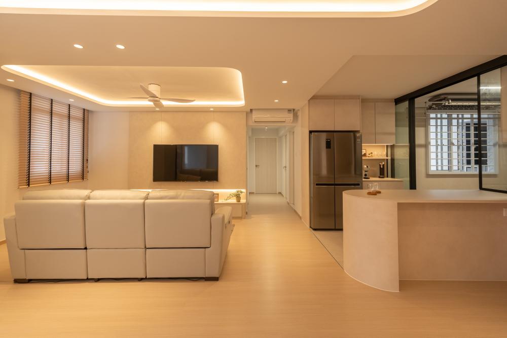 Modern Living Room with Countertop and Sofa