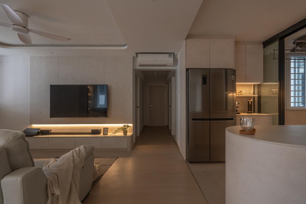 Modern Living Room with TV Console and Feature Wall