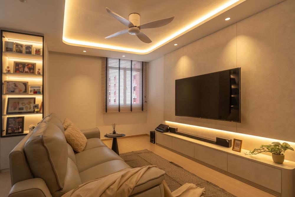 Modern Living Room with TV Console and Feature Wall