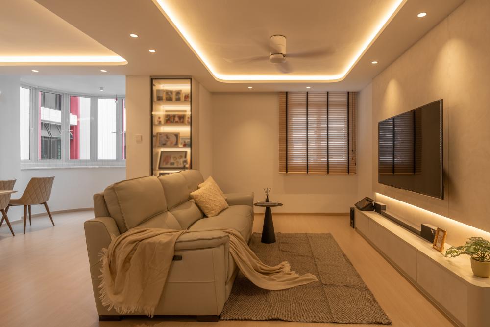 Modern Living Room with TV Console and Feature Wall
