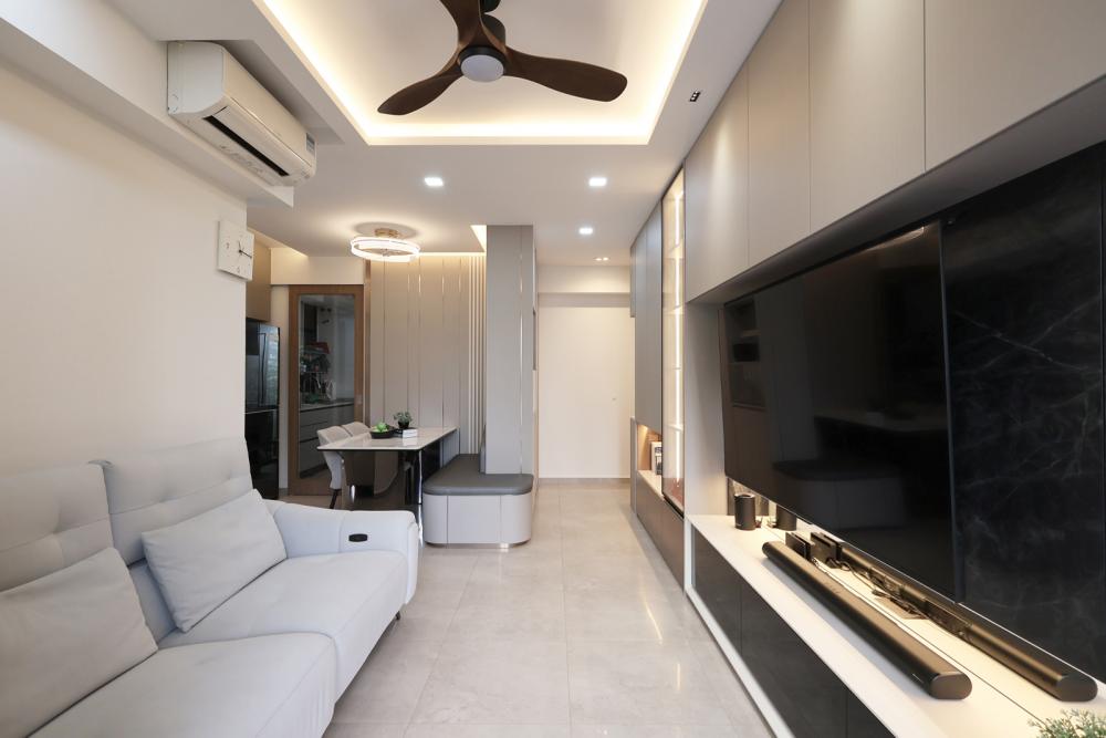 Contemporary Living Room with TV Console and Sofa