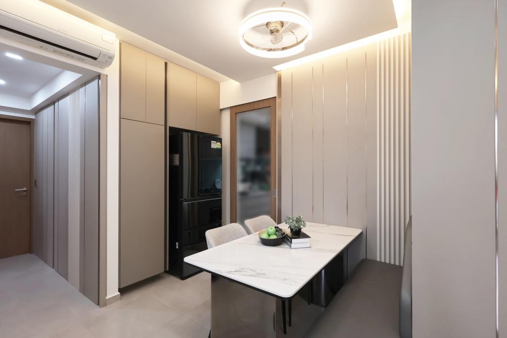 Contemporary Dining Room with Cove Lighting and Dining Table