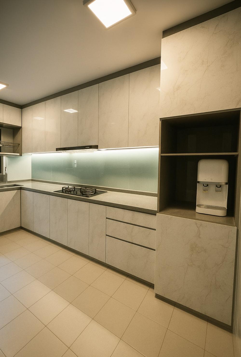 Asian Kitchen with Kitchen Backsplash and Kitchen Cabinets