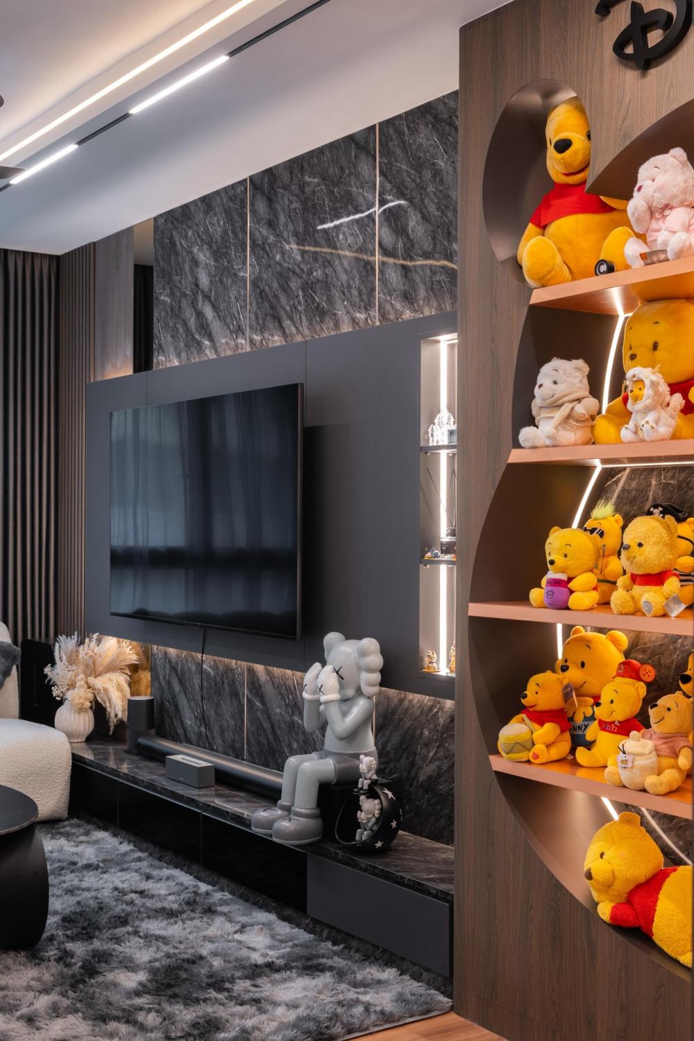 Modern Living Room with TV Console and Feature Wall