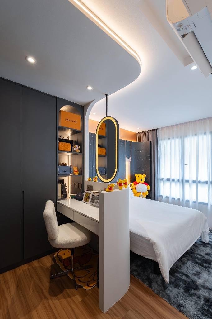 Modern Bedroom with Wardrobe and Display Cabinets