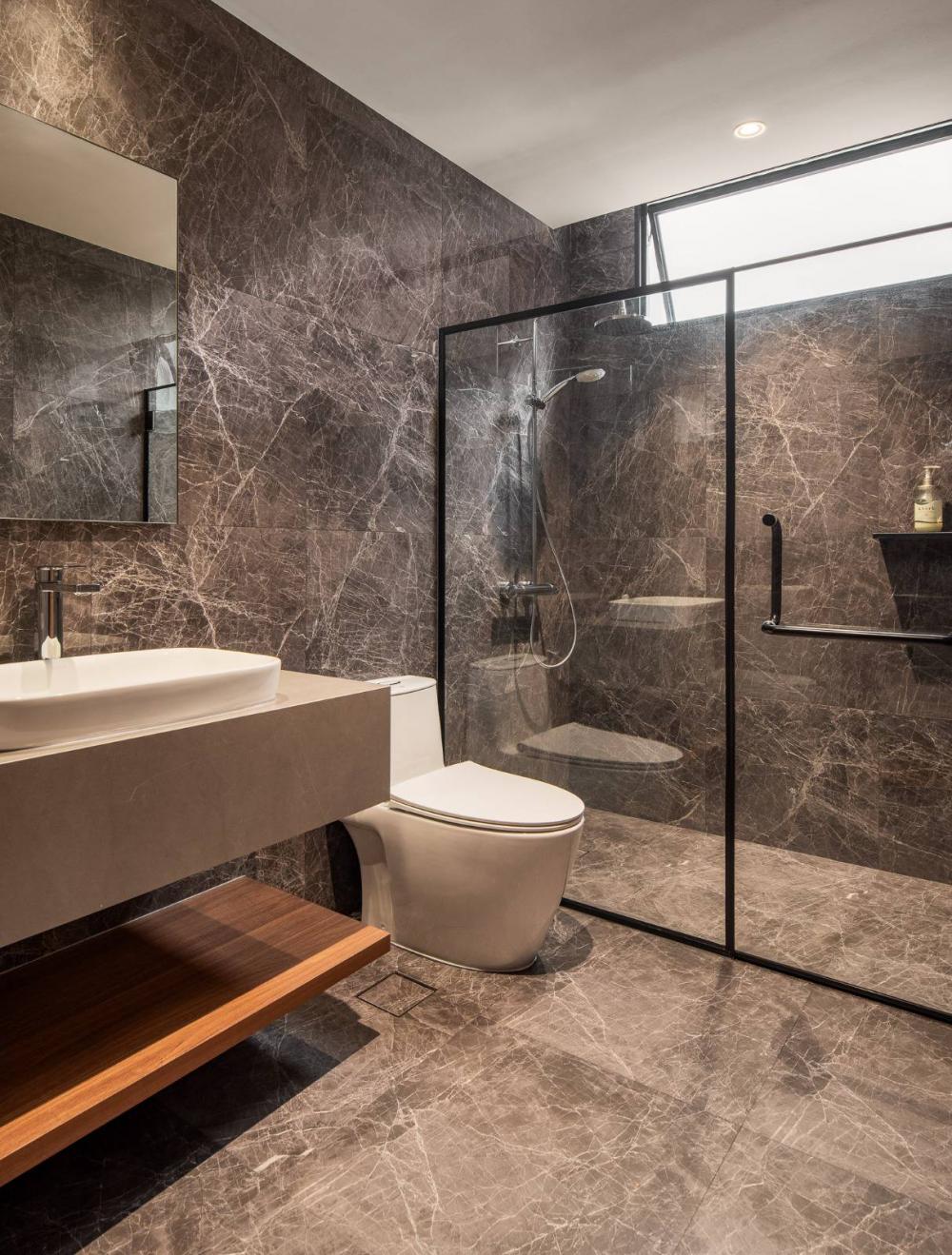 Modern Bathroom with Shower Screen and Bathroom Sinks
