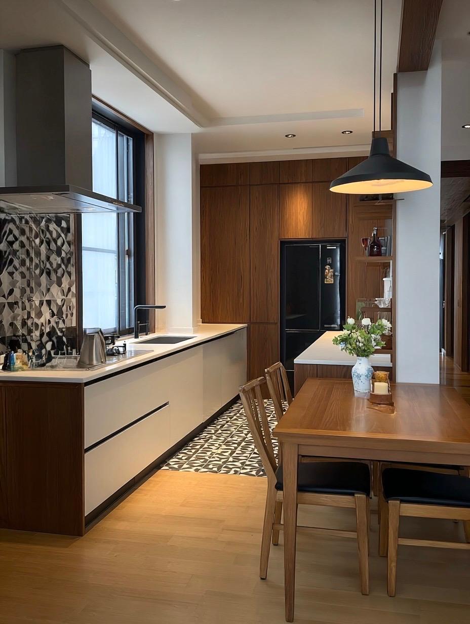 Contemporary Kitchen with Countertop and Vinyl Flooring