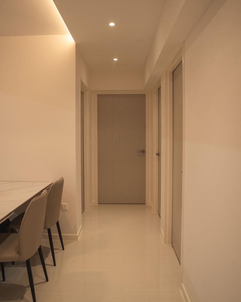 Modern Entryway with Mirror and Seating Bench