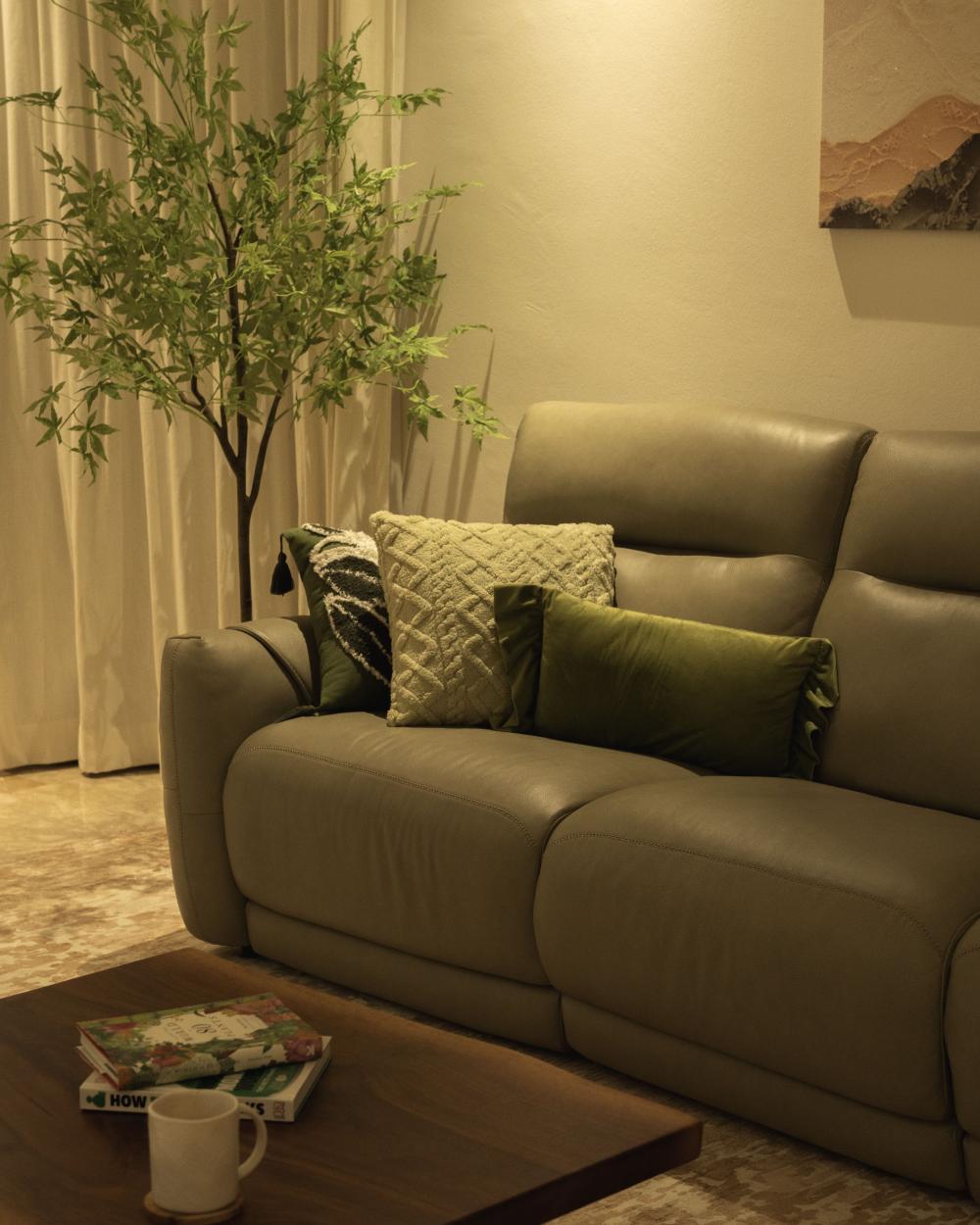 Scandinavian Living Room with TV Console and Feature Wall