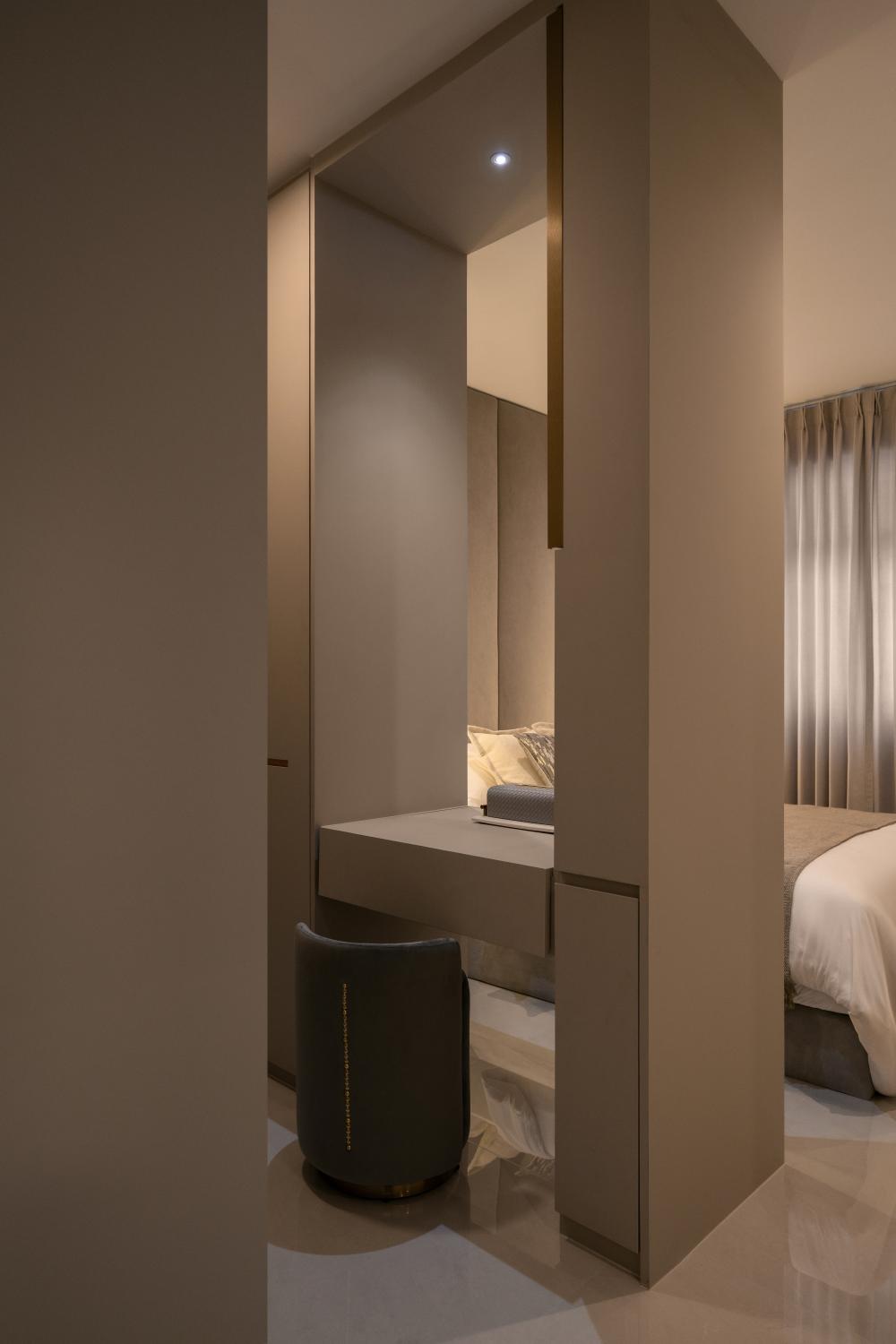 Contemporary Bedroom with Wardrobe and Curtain