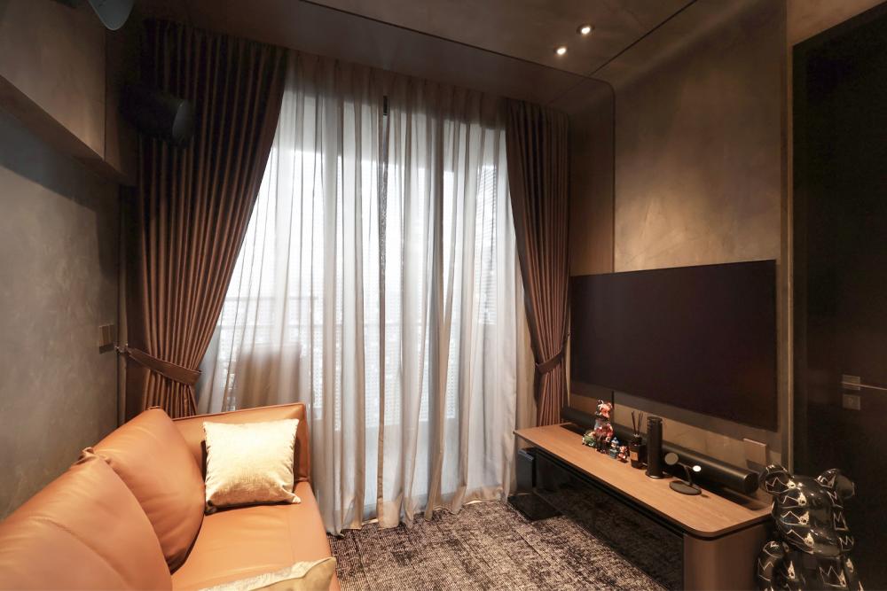 Contemporary Living Room with TV Console and Feature Wall