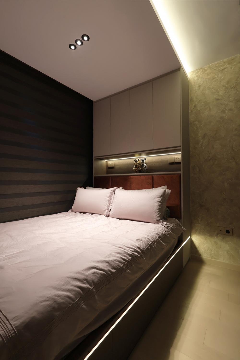 Contemporary Bedroom with Built-in Bed and Bedroom Dresser
