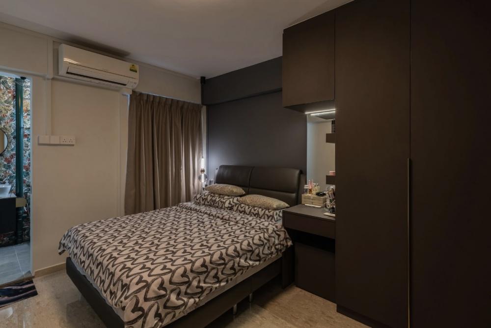 Modern Bedroom with Marble Floor and Wardrobe