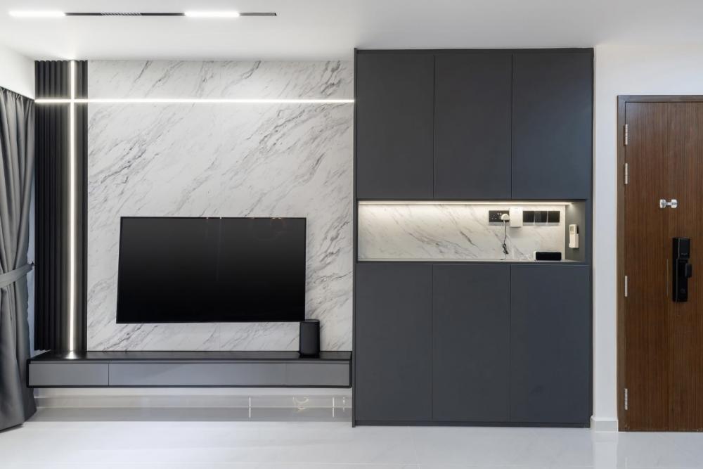 Modern Entryway with Shoe Rack and Console Table