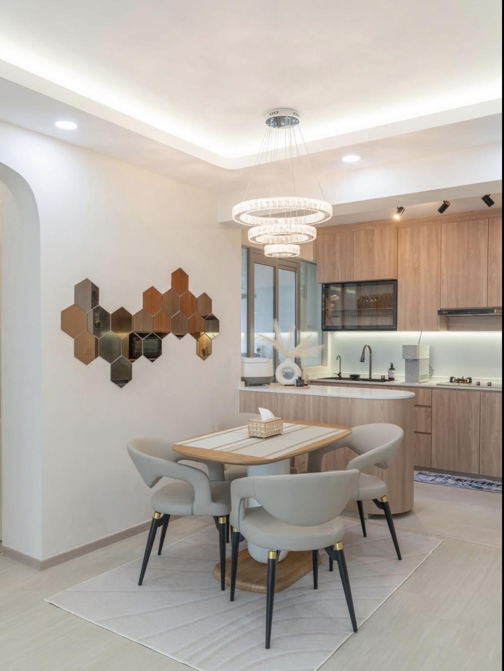 Scandinavian Kitchen with Countertop and Vinyl Flooring