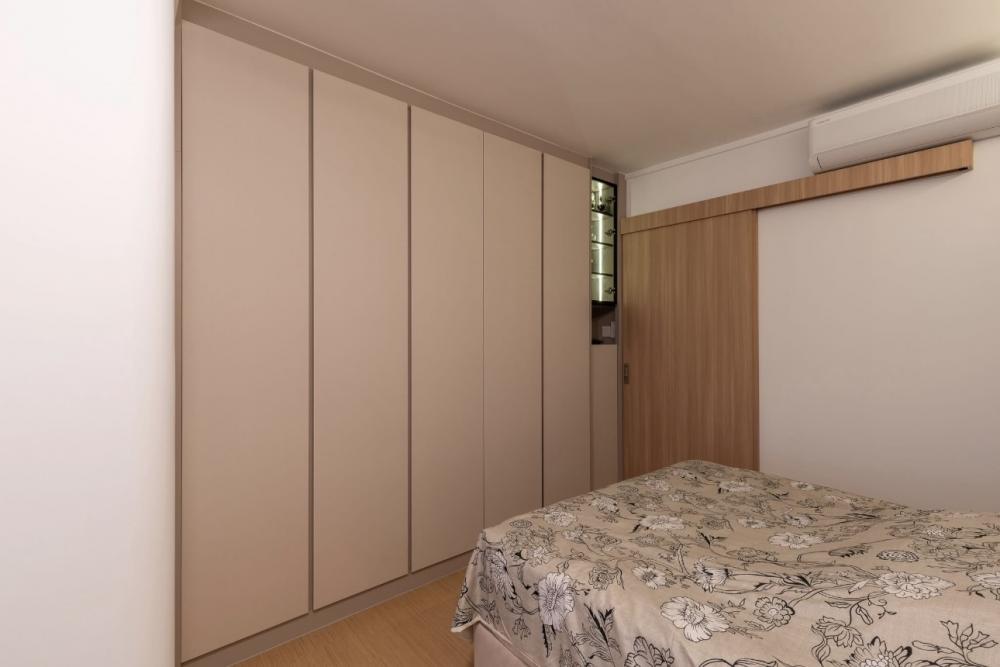 Minimalist Bedroom with Vinyl Flooring and Wardrobe