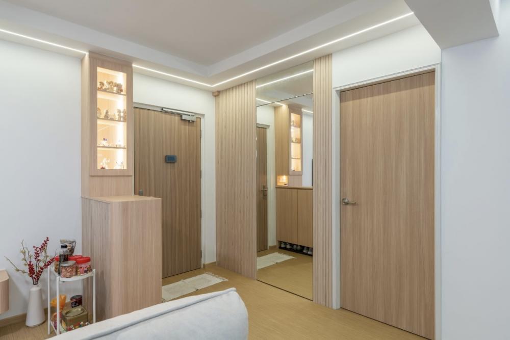Minimalist Entryway with Mirror and Shoe Rack