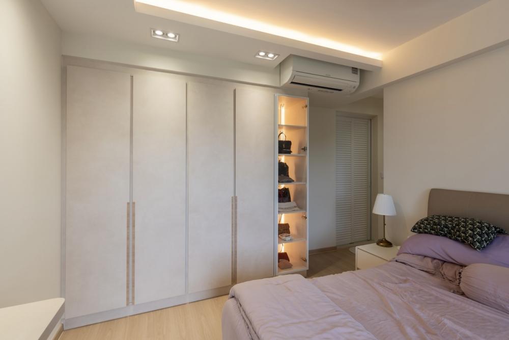 Minimalist Bedroom with Vinyl Flooring and Wardrobe