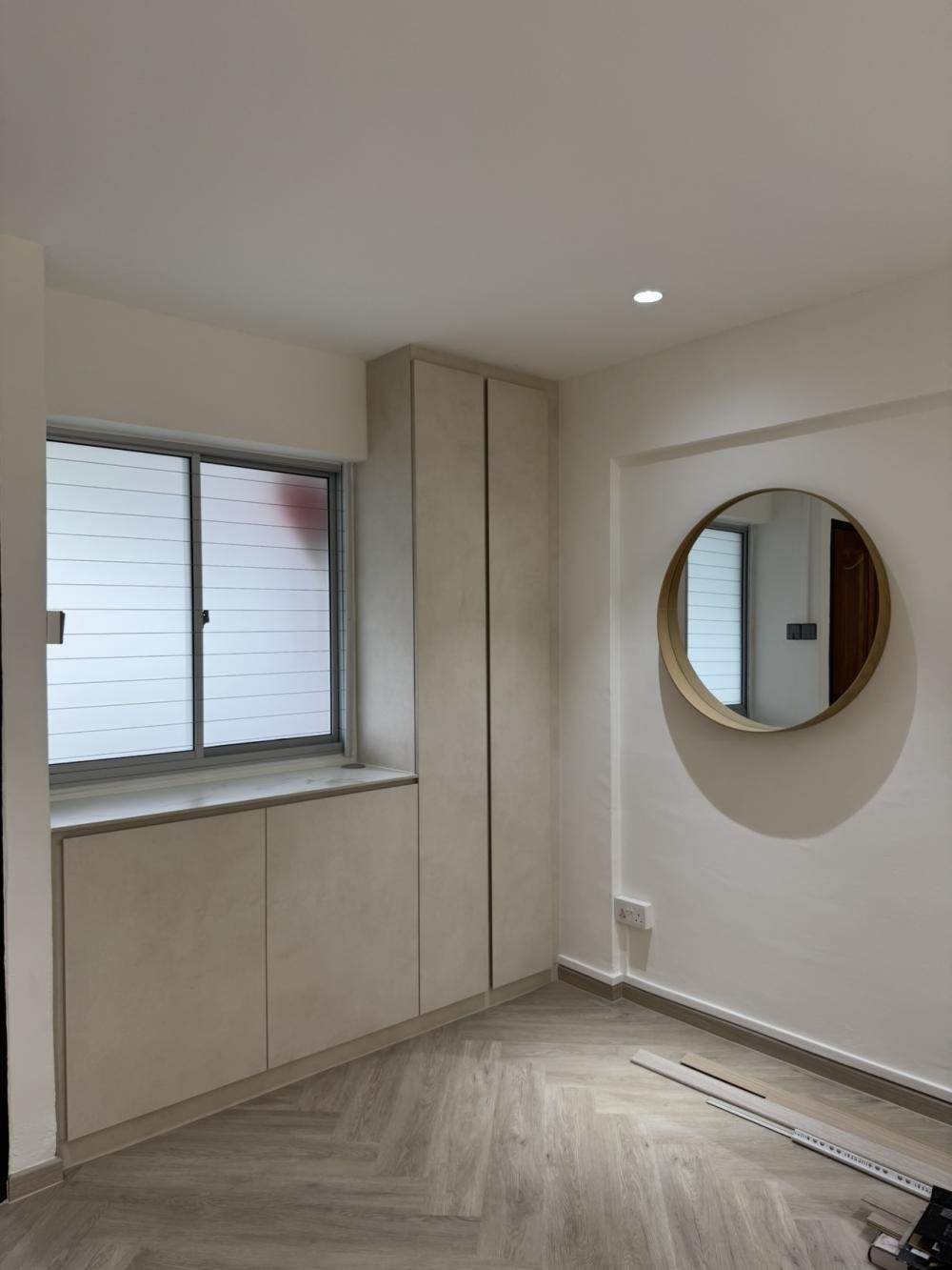 Minimalist Entryway with Mirror and Shoe Rack