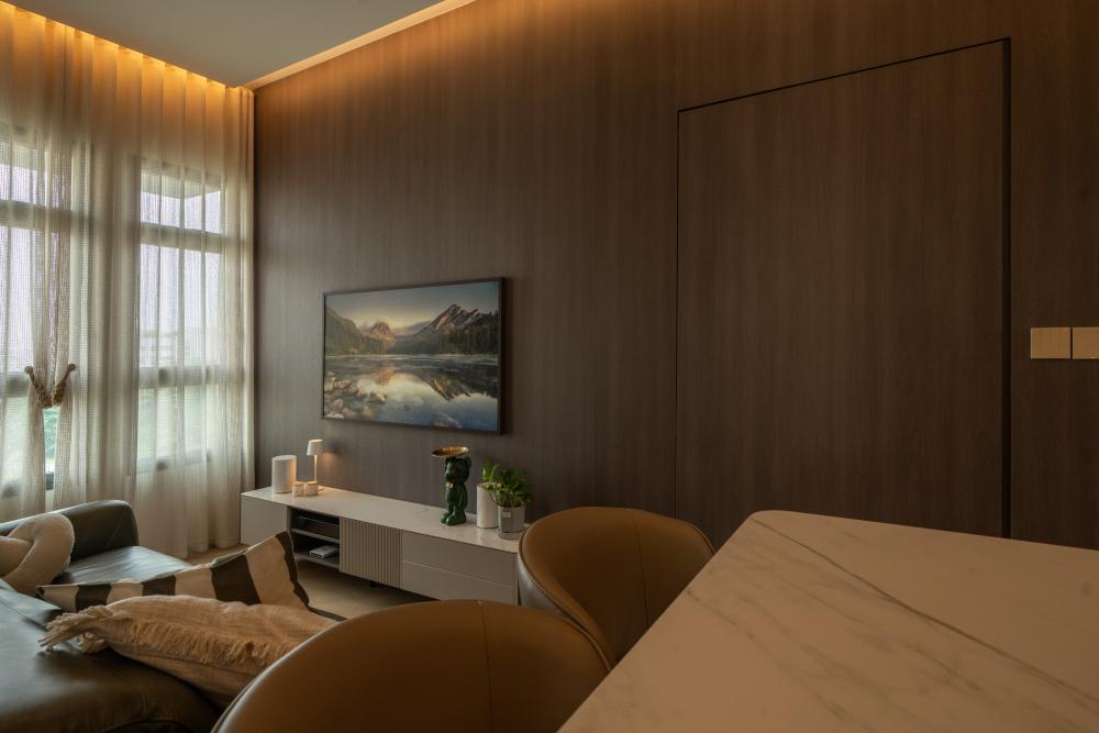 Contemporary Living Room with Vinyl Flooring and Sofa