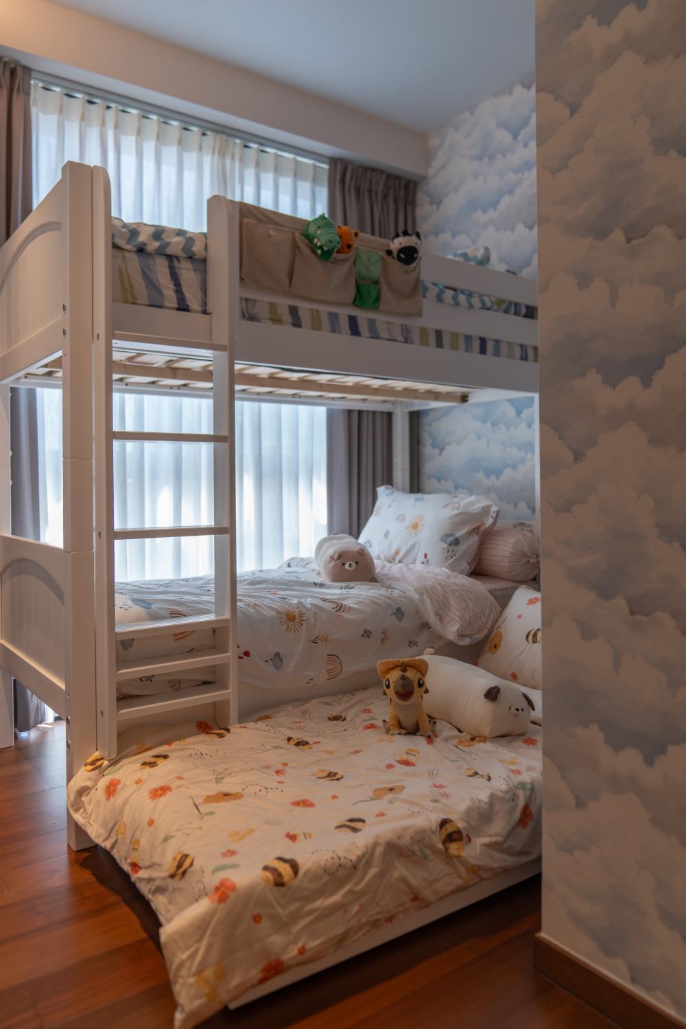 Modern Bedroom with Wallpaper and Closet