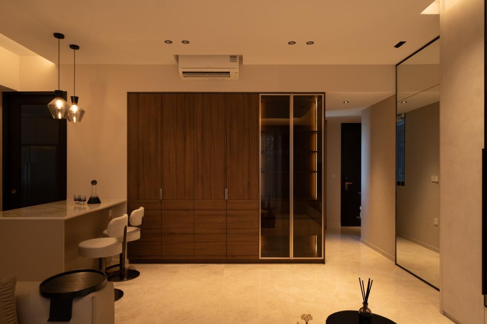 Modern Living Room with TV Console and Feature Wall