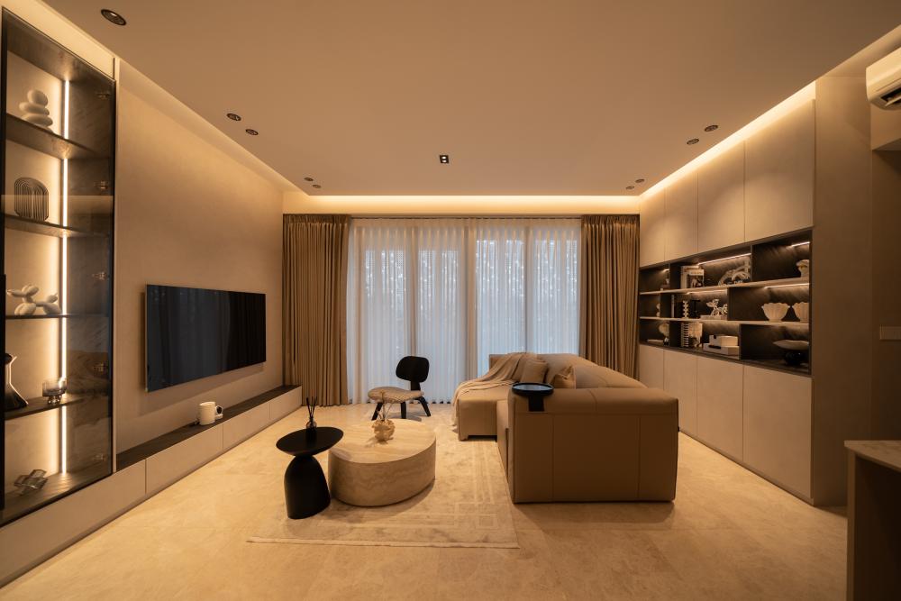 Modern Living Room with TV Console and Feature Wall