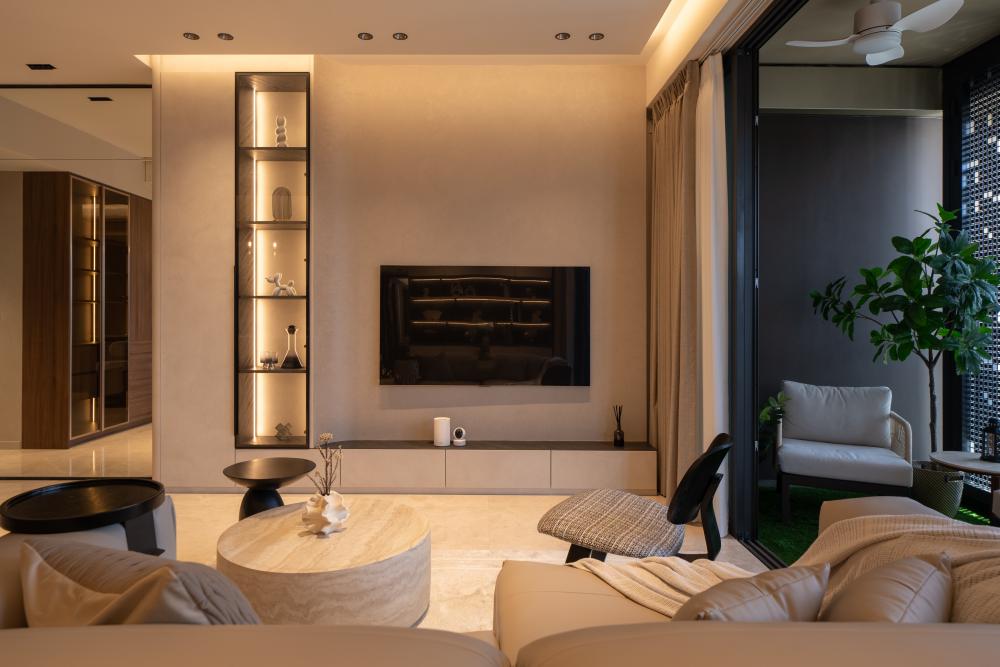 Modern Living Room with TV Console and Feature Wall